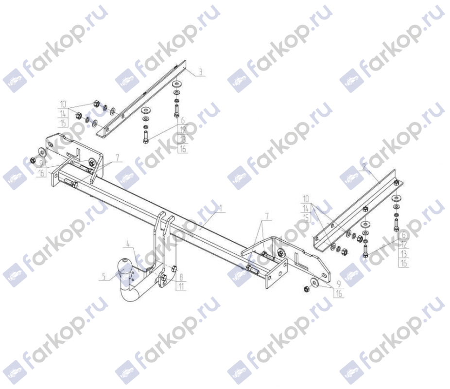 Фаркоп AvtoS для Opel Zafira (tourer, универсал) 2012-2016 Арт. OP 07 OP 07 в 