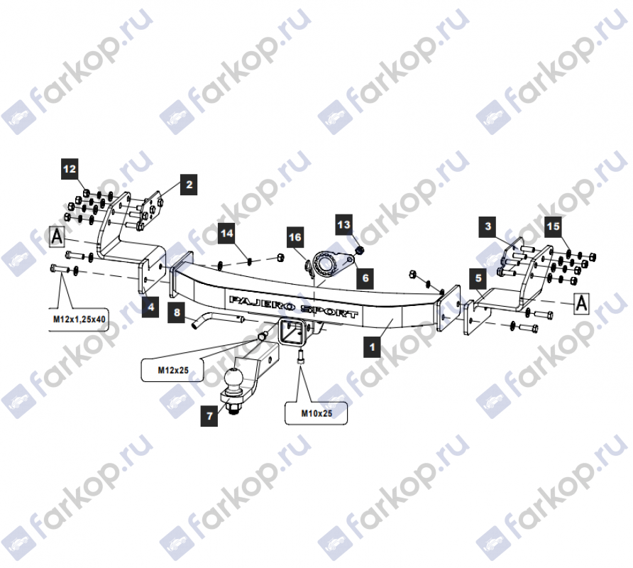 Фаркоп Baltex для Mitsubishi Pajero Sport 2017-2021 149327 в 