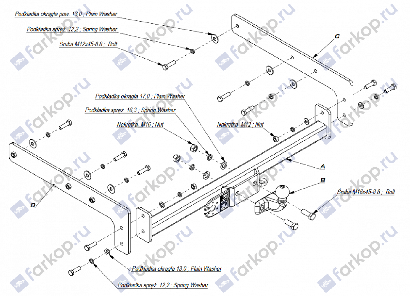 Фаркоп Imiola для Volkswagen Multivan T4 1990-2002, (шасси) W.024 в 