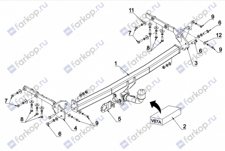 Фаркоп Auto-Hak для Nissan X-Trail 2007-2014 Арт. V 67A V 67A в 