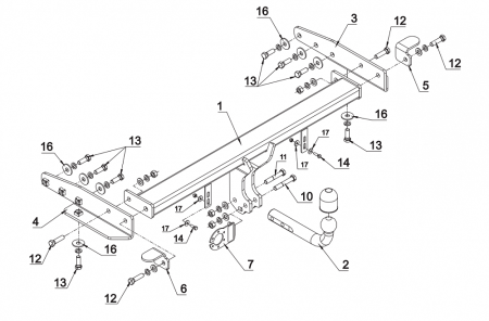 Фаркоп Auto-Hak для Jeep Grand Cherokee 2011-2022 Арт. JP 10 JP 10 в 