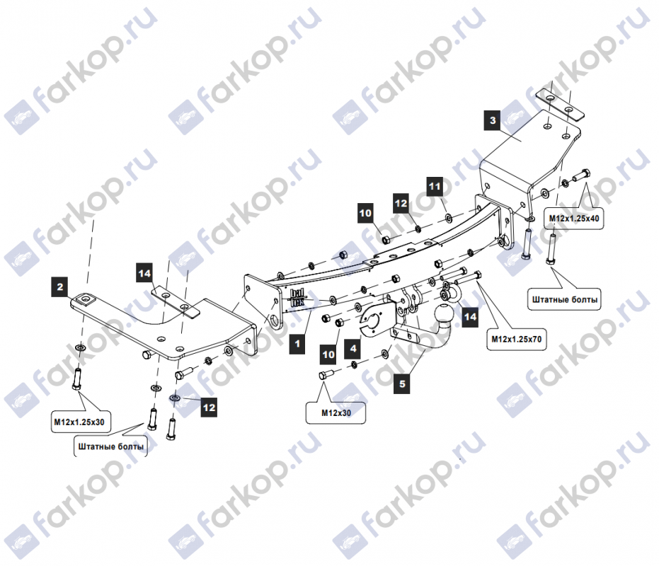 Фаркоп Baltex для Toyota Land Cruiser J100 GX 1998-2007 Арт. Y09AN Y09AN в 