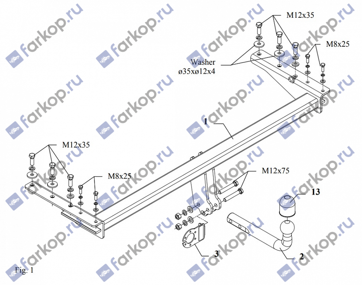 Фаркоп Auto-Hak для Subaru Legacy Outback 1998-2004 Арт. SU 43 SU 43 в 