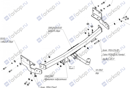 Фаркоп Oris для Toyota Venza 2013-2016 Арт. 3085-A 3085-A в 