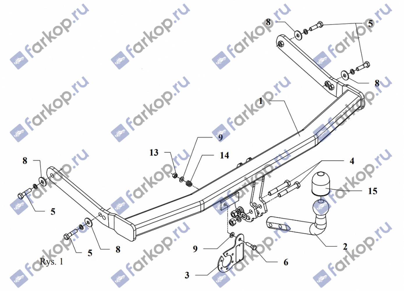 Фаркоп Auto-Hak для Skoda Octavia (кроме 4х4) 1996-2004 H 15 в 