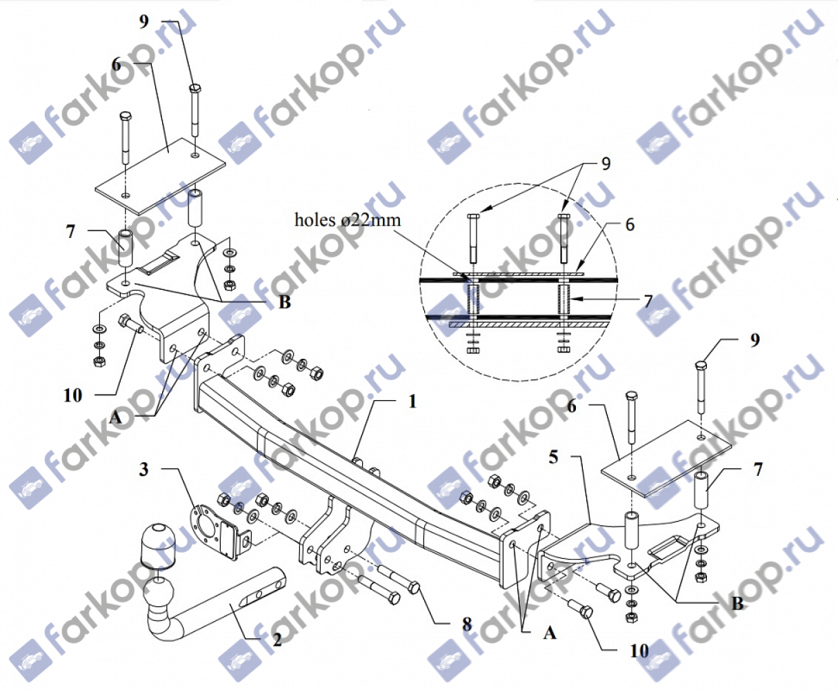 Фаркоп Auto-Hak для Opel Combo 1995-2001 Арт. E 20 E 20 в 