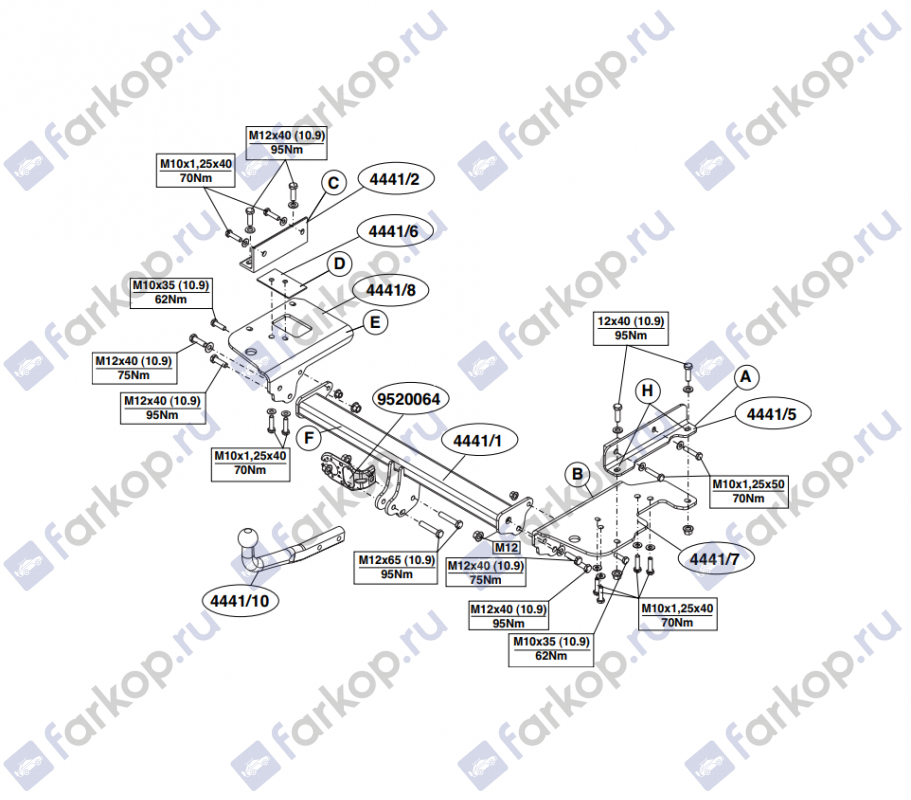 Фаркоп Brink для Kia Sportage 2004-2010 Арт. 444100 444100 в 