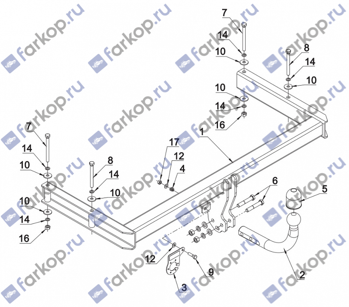 Фаркоп Auto-Hak для Skoda Superb 2002-2008 Арт. H 08 H 08 в 