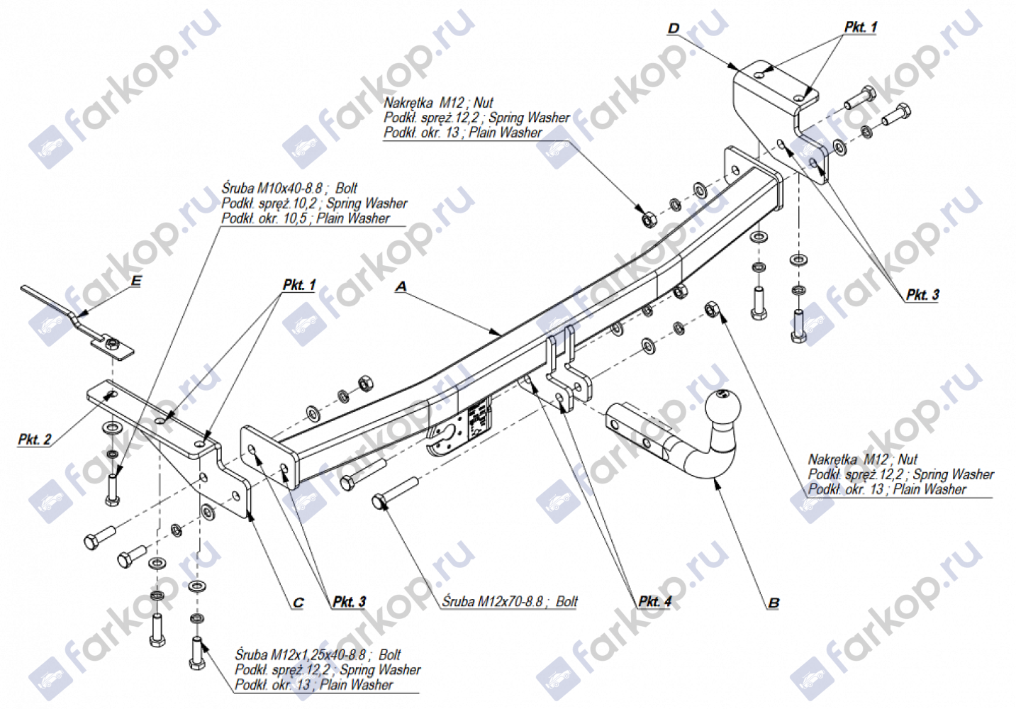 Фаркоп Imiola для Toyota Corolla (универсал) 2002-2007 Арт. T.019 T.019 в 