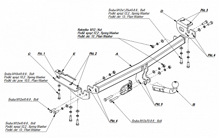 Фаркоп Imiola для Toyota Corolla (хетчбек) 2002-2007 Арт. T.021 T.021 в 