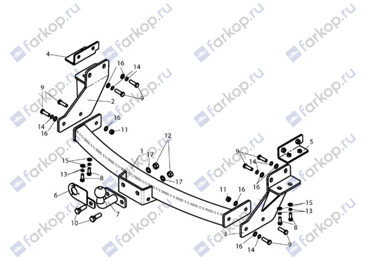 Фаркоп Лидер Плюс для Ford Maverick 2004-2008 Арт. F114-F(N) F114-F(N) в 