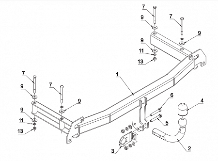 Фаркоп Auto-Hak для Audi A4 1994-2000 Арт. A 08 A 08 в 