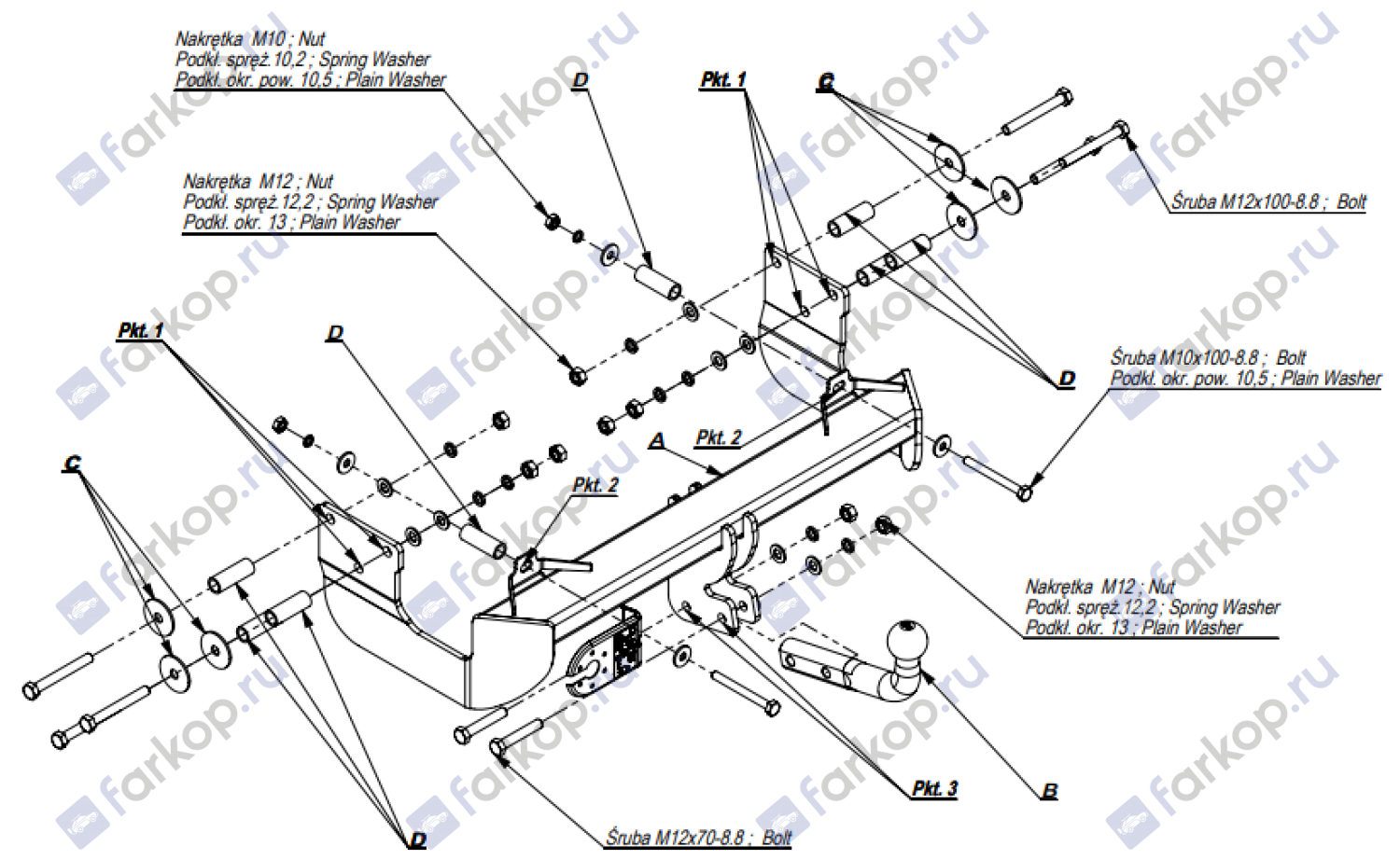 Фаркоп Imiola для Mercedes Vito 1996-2003, (искл. авто с парктроником) M.008 в 