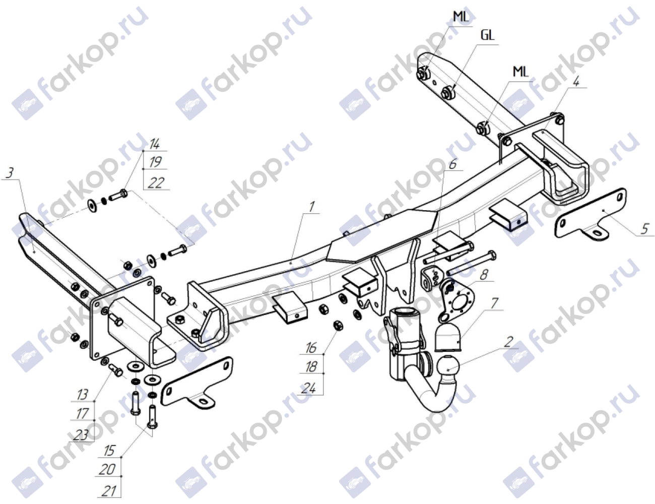 Фаркоп Oris для Mercedes GLE 2016-2018 2255-D2 в 