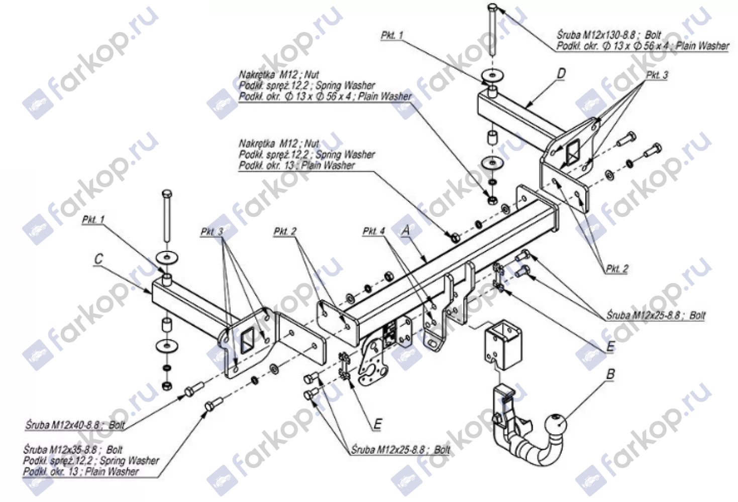 Фаркоп Imiola для Subaru Tribeca 2006-2014 Арт. U.A03 U.A03 в 