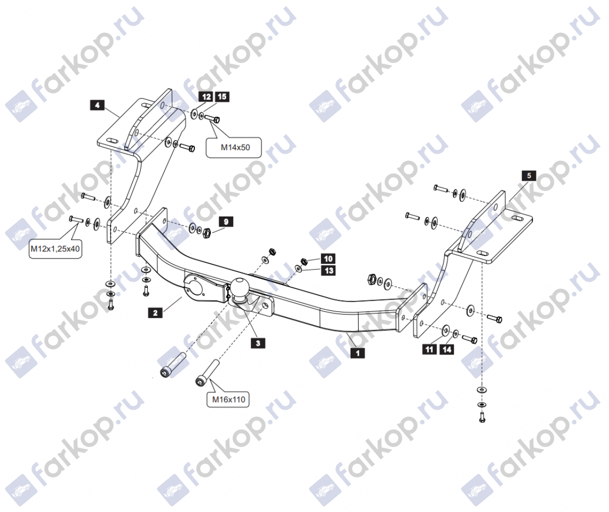 Фаркоп Baltex для Jeep Grand Cherokee 2010-2022 Арт. 04194008 04194008 в 