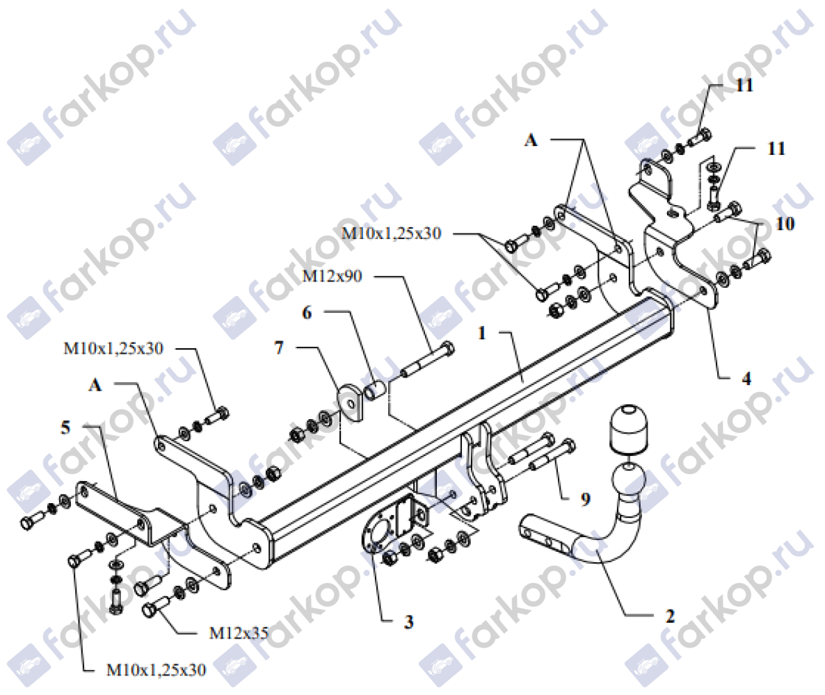 Фаркоп Auto-Hak для Mitsubishi Lancer (седан) 2003-2008 Арт. Z 35 Z 35 в 