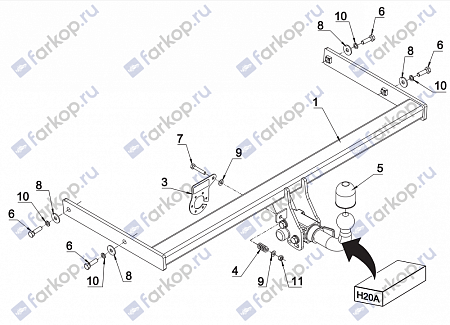 Фаркоп Auto-Hak для Skoda Octavia (5D, kombi, 4x4) 2013-2020 Арт. H 20A H 20A в 