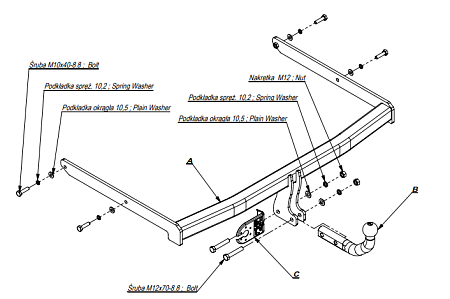 Фаркоп Imiola для Ford Fusion 2002-2012 Арт. E.034 E.034 в 