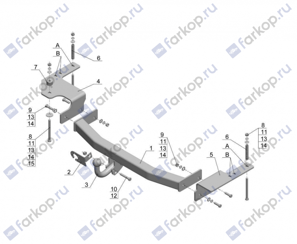 Фаркоп AvtoS для Toyota Land Cruiser J200 2007-2021  TY 28 в 