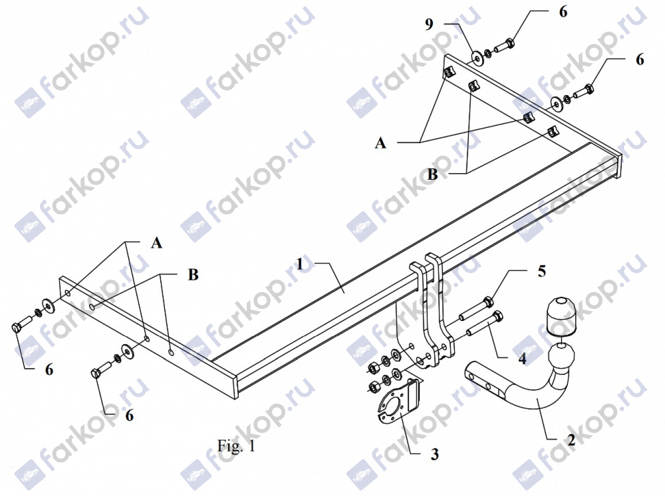 Фаркоп Auto-Hak для Audi A3 (3, 5 дв. sportback) 2008-2013 Арт. A 24 A 24 в 