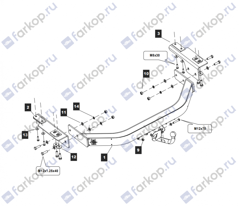 Фаркоп Baltex для Toyota Land Cruiser Prado J120 2003-2009 Y13A1 в 