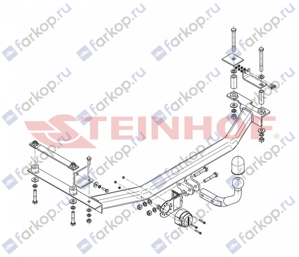 Фаркоп Steinhof для Honda Jazz 2008-2014 Арт. H-069 H-069 в 