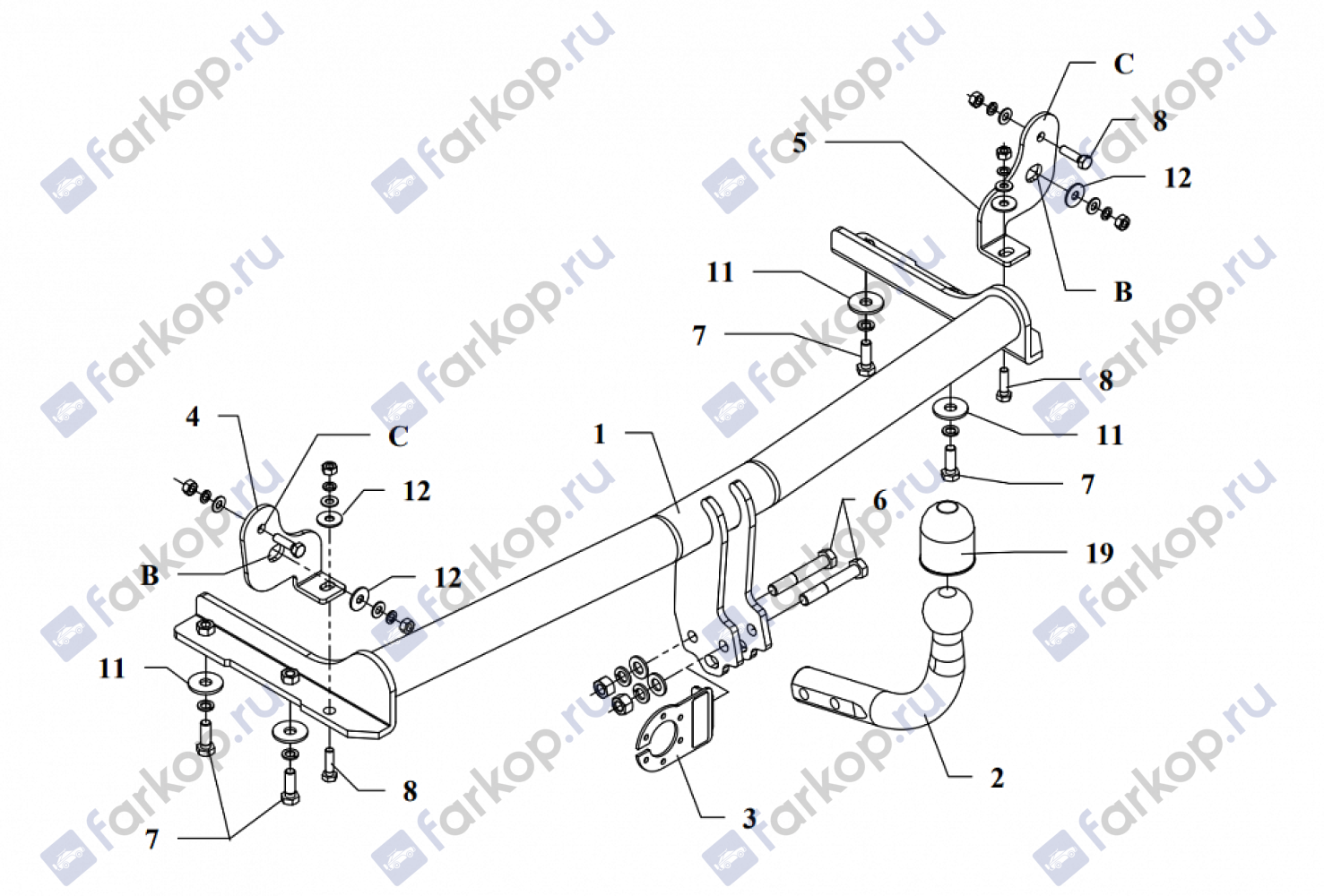 Фаркоп Auto-Hak для Volkswagen Polo (3,5 дв) 1999-2001 Арт. K 30 K 30 в 