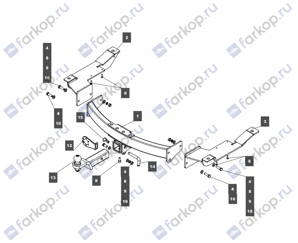 Фаркоп Baltex для Land Rover Range Rover Vogue 2003-2012 Арт. 349289 349289 в 